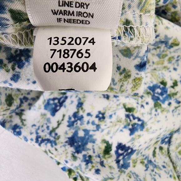 J Jill Women Blouse Rayon Button Up Collar Long Sleeve White Blue Floral Size L - Picture 9 of 10